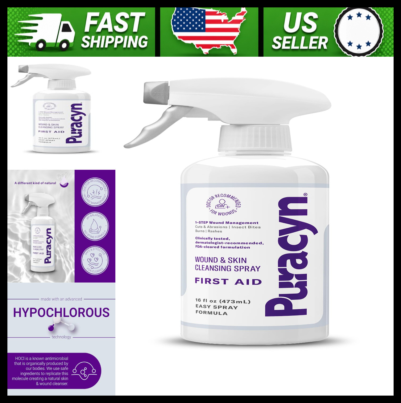 Hypochlorous Wound & Skin Cleanser Spray 16 oz