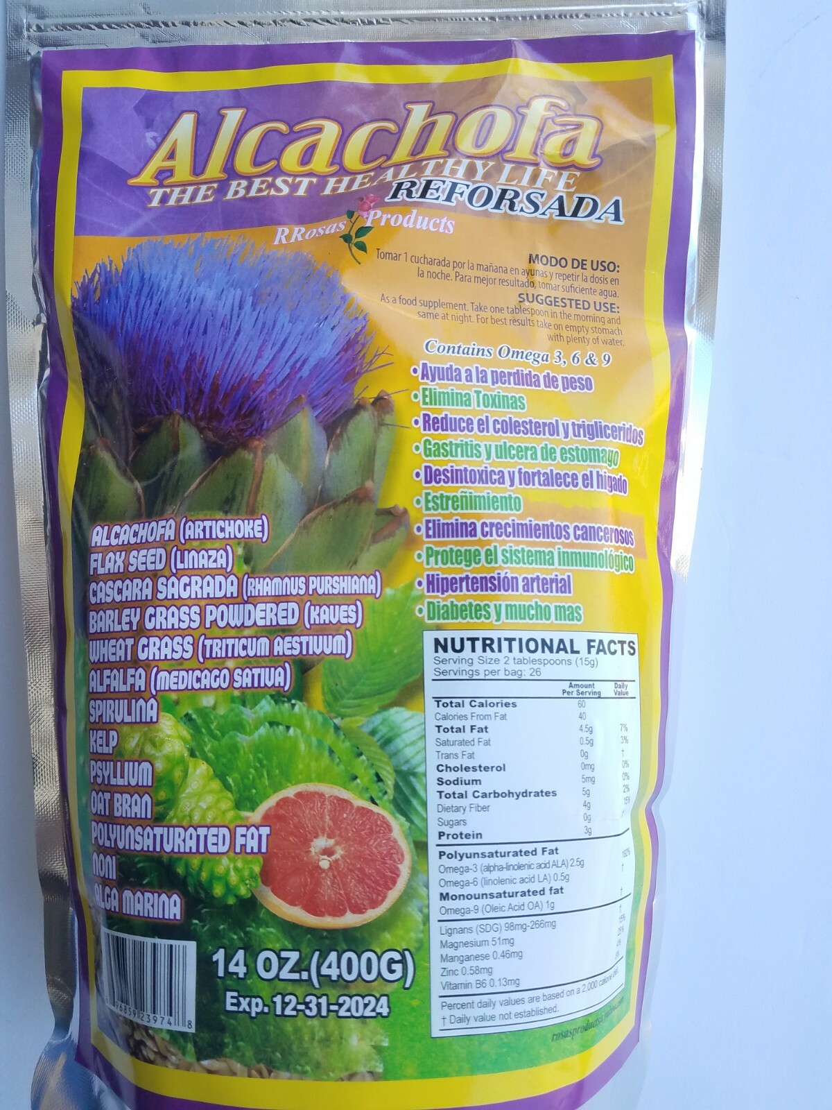 4 PACK ALCACHOFA THE BEST HEALTHY LIFE RROSAS REFORSADA 14 OZ EA 12/2024 NEW FRE