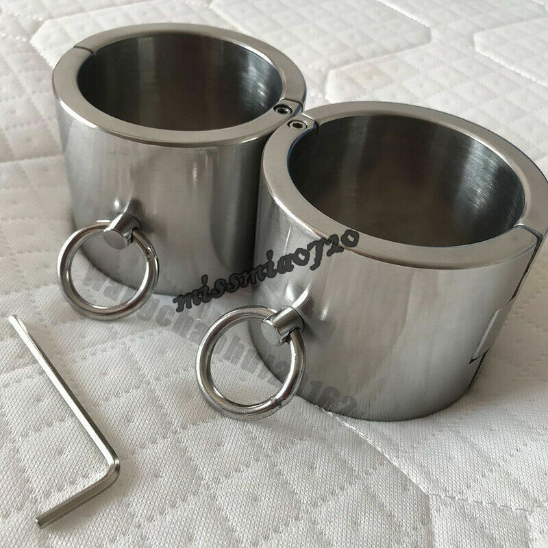 Heavy 6CM High Stainless Steel Shackle Handcuff Ankle-Wrist Cuffs Fetter Manacle