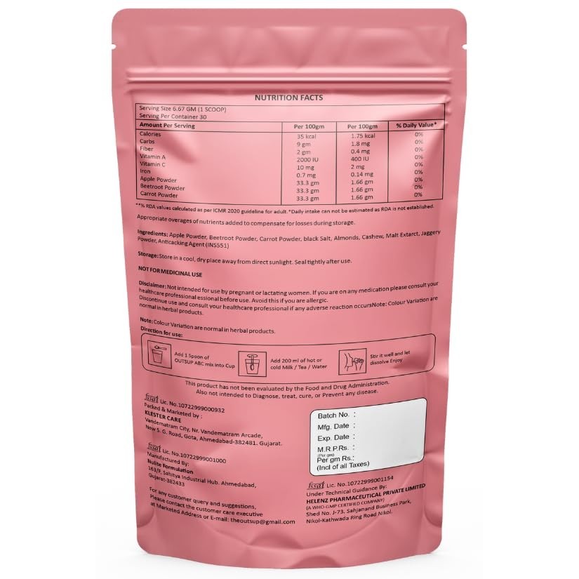 Apple Beetroot Carrot ABC Malt Powder 200g Instant Health Energy Drink