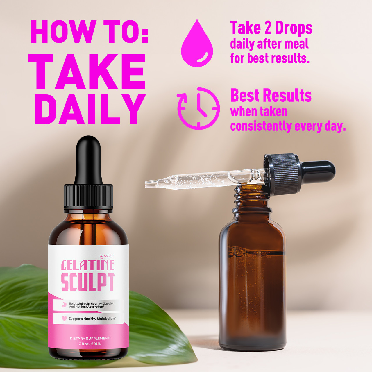 (2 Pack) Gelatine Sculpt Drops Advanced Health & Fitness Supplement 60 Servings