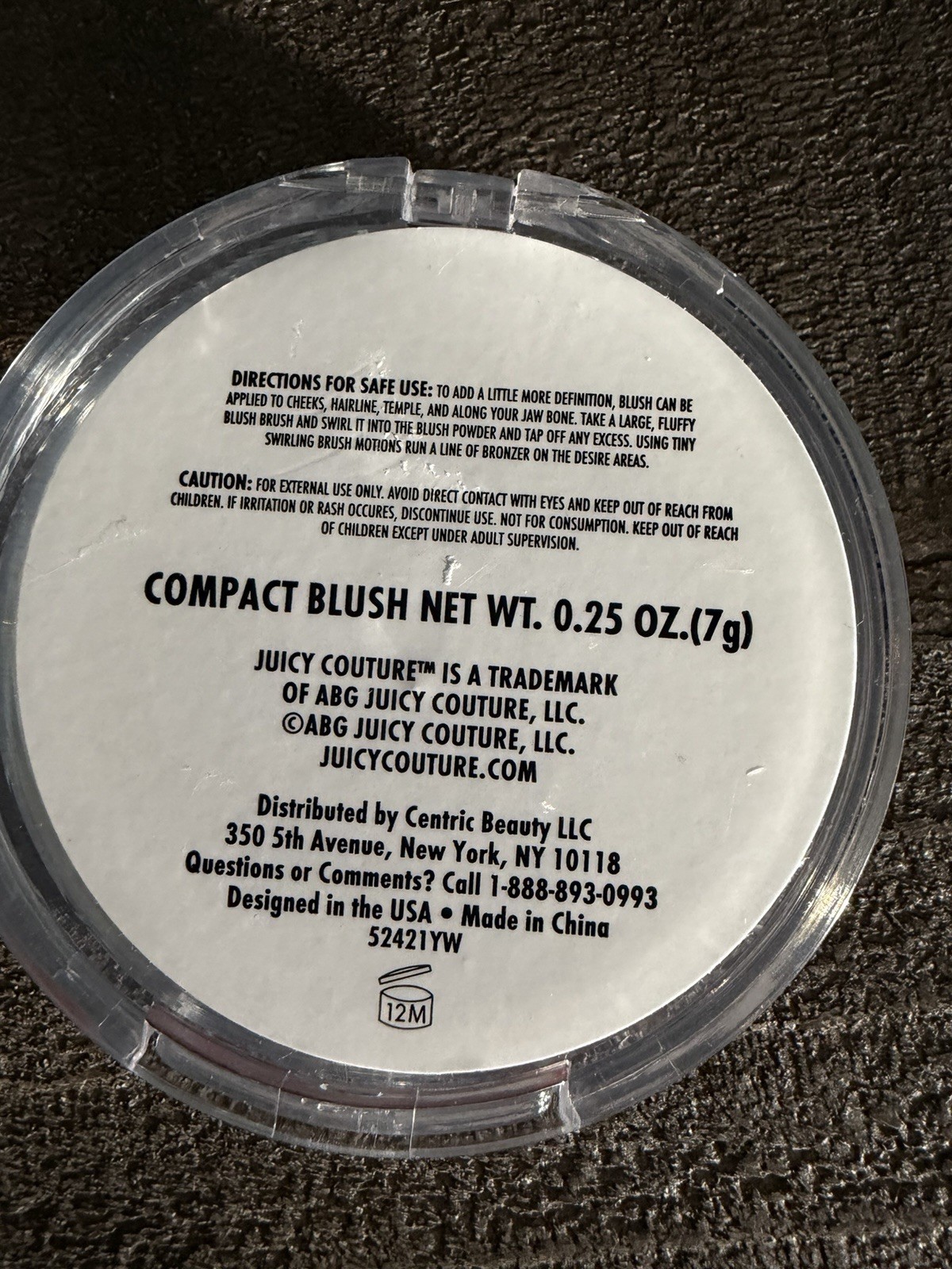 Juicy Couture Compact Blush Single 0.25 oz / 7 g 12M PAO MPN 52421YW