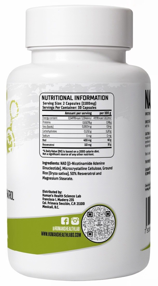NAD+RESVERATROL Nicotamida Energy – Anti-aging Humans Health Usa