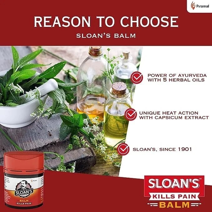 2X Sloan’s Balm | Kills Severe Pain | 20gm Power of Ayurveda with 5 Herbal Oils