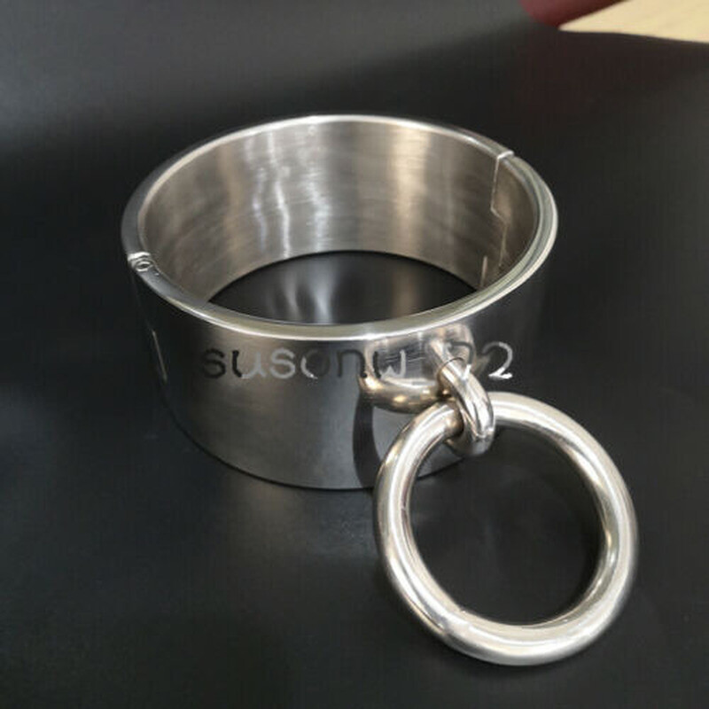 Stainless Steel Heavy Height 6cm Male/Female Big Rings Neck Restraint Collar New