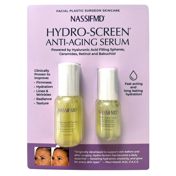NEW NASSIF MD HYDRO-SCREEN ANTI-AGING SERUM -2 BOTTLES ( 2 Oz and 1.0 Oz.)