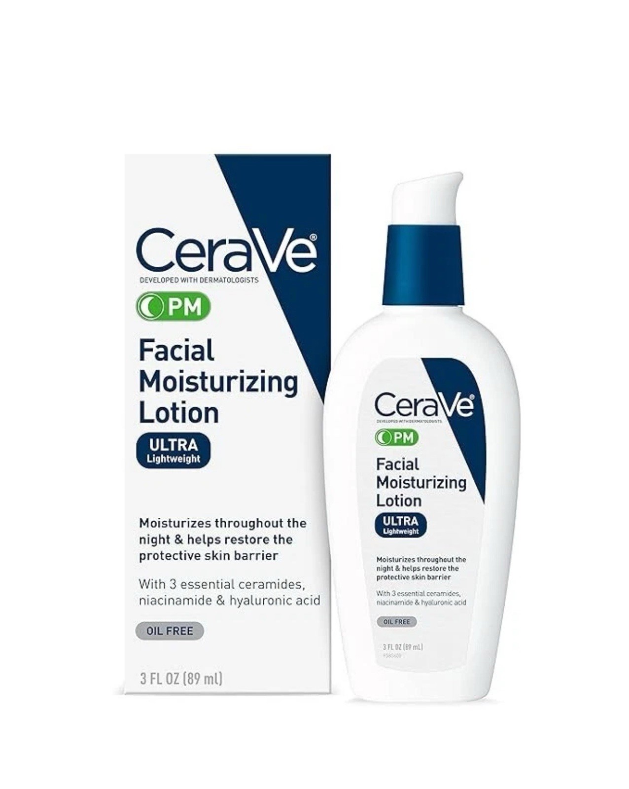 2 pack CeraVe PM Facial Moisturizing Lotion, Night Cream Oil-Free 3 Ounce
