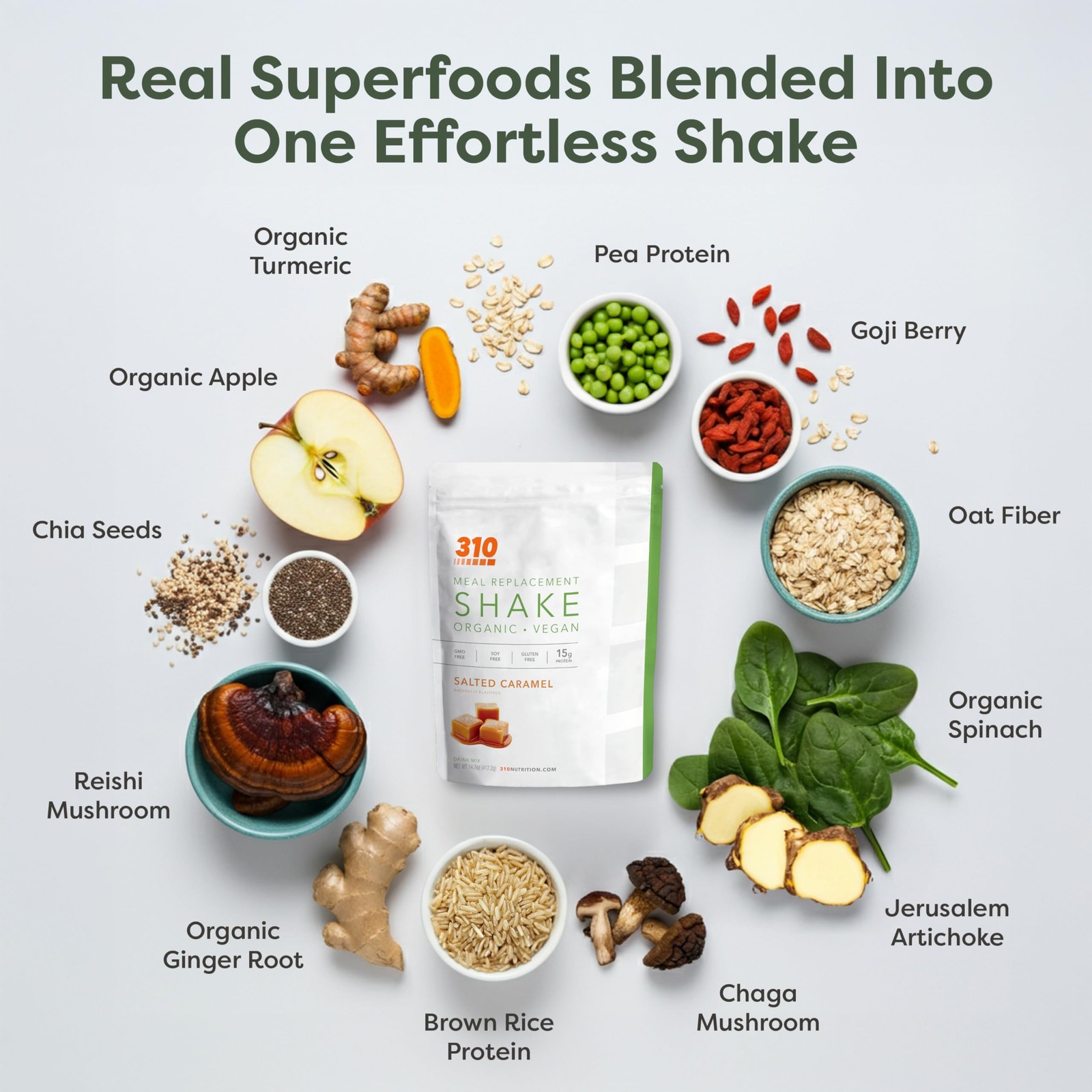 310 Nutrition Organic AllInOne Meal Replacement Shake Powder PlantBased Prot…