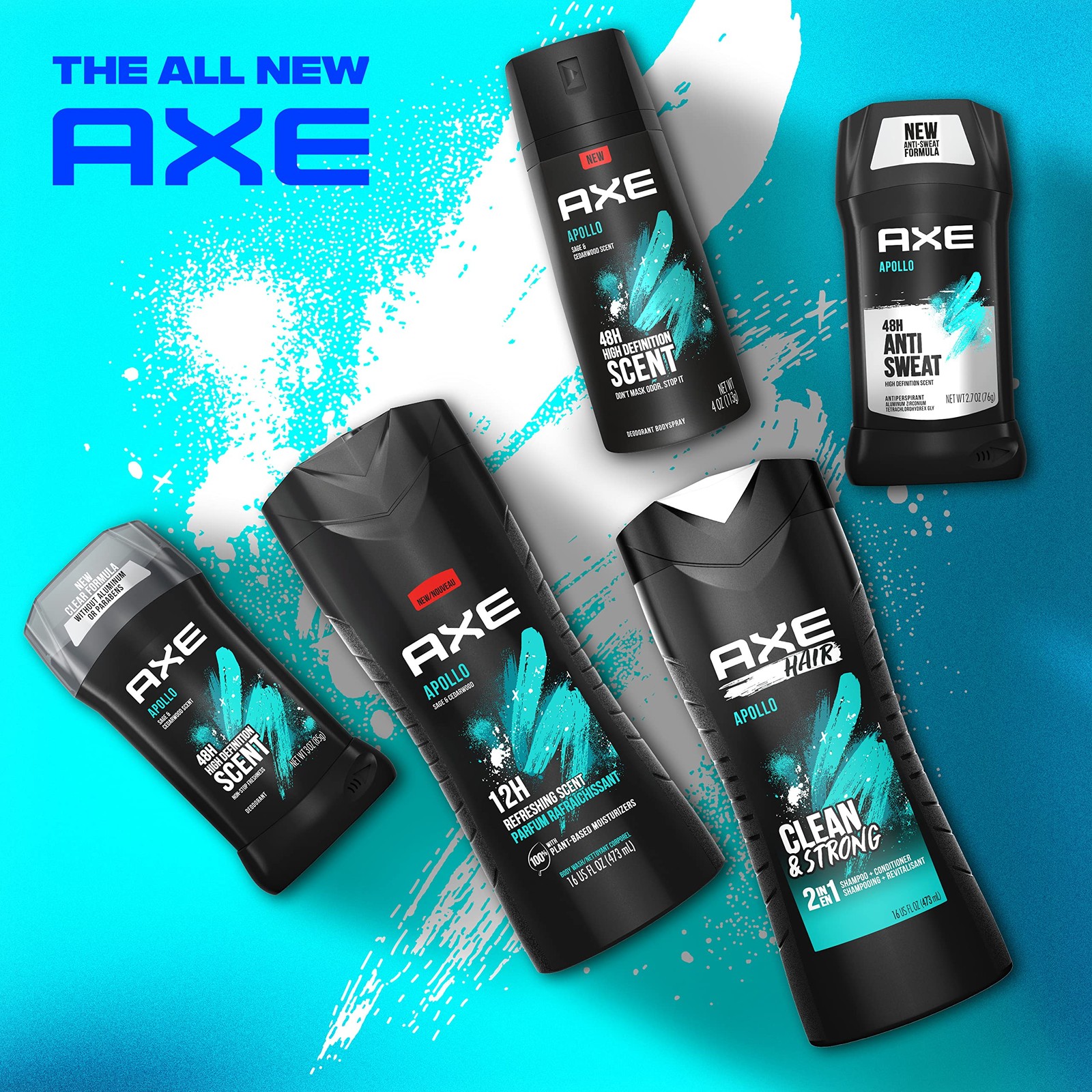AXE Apollo Body Spray Deodorant for Long-Lasting 4 Ounce (Pack of 4), Black