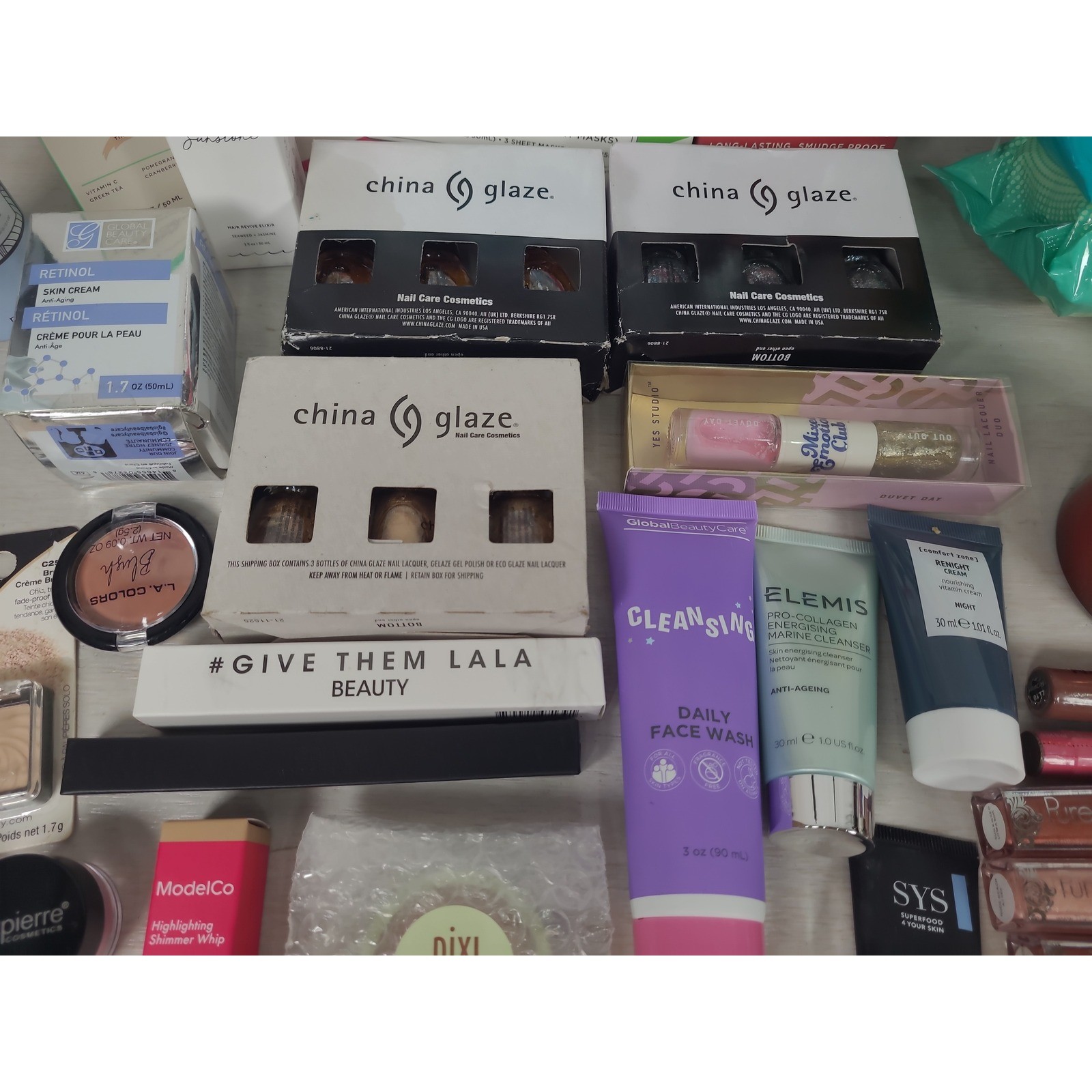 Huge Beauty Skincare Makeup Lot Elemis China Glaze Pixi LA Colors 40+ Pcs Bundle