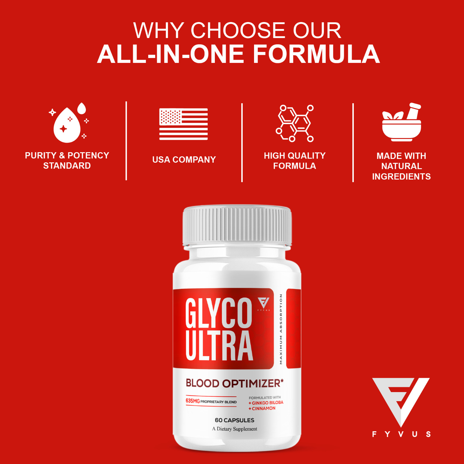 Glyco Ultra Blood Optimizer, Glyco Ultra Max Strength (60 Capsules)
