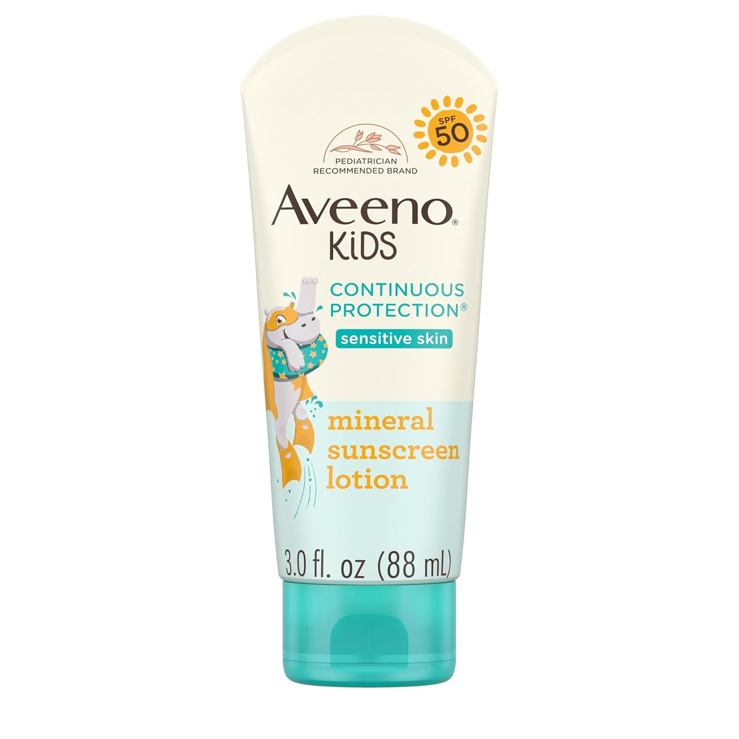 Aveeno Kids Continuous Protection Zinc Oxide Broad Spectrum Sunscreen Lotion for