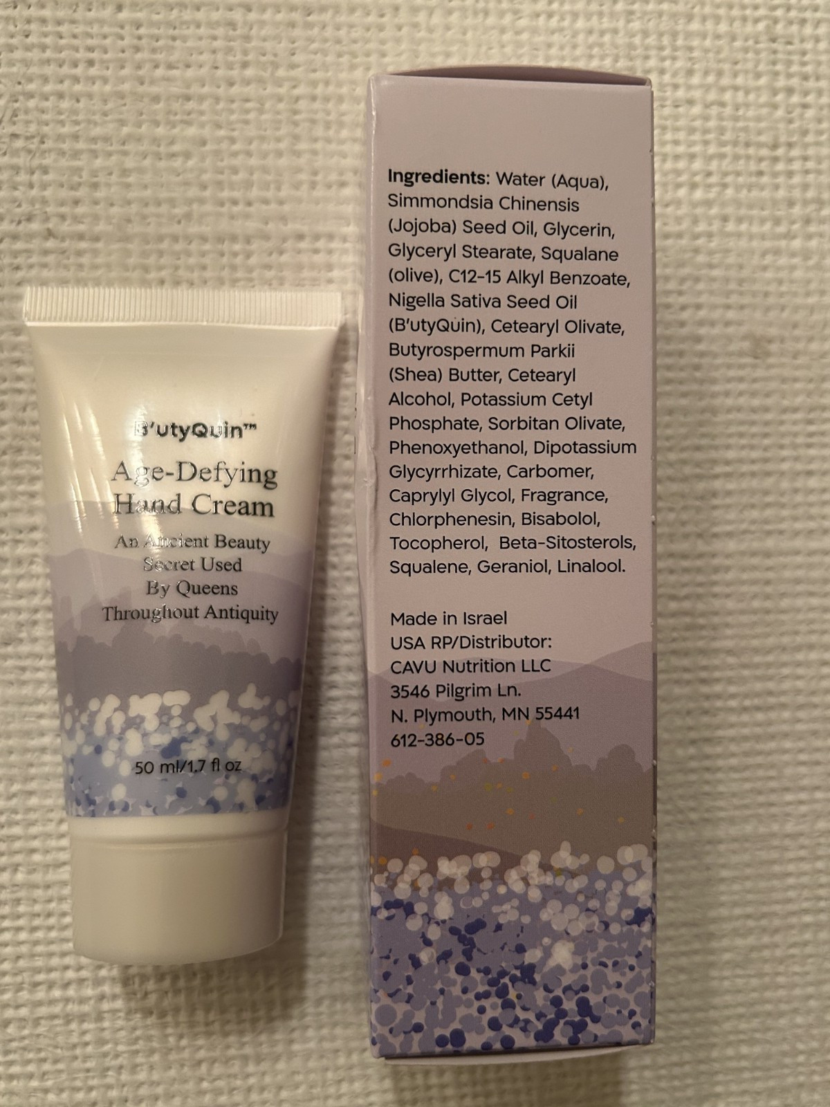 Age-Defying Hand Cream – by B’utyQuin; 1.7 oz – 50 ml; Made in Negev, Israel