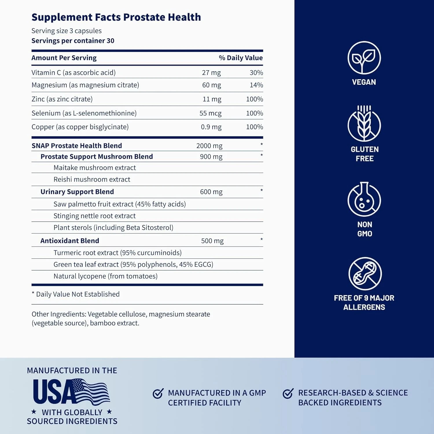 Snap Supplements Prostate Health Supplement w/Saw Palmetto for Men,DHT Blocker