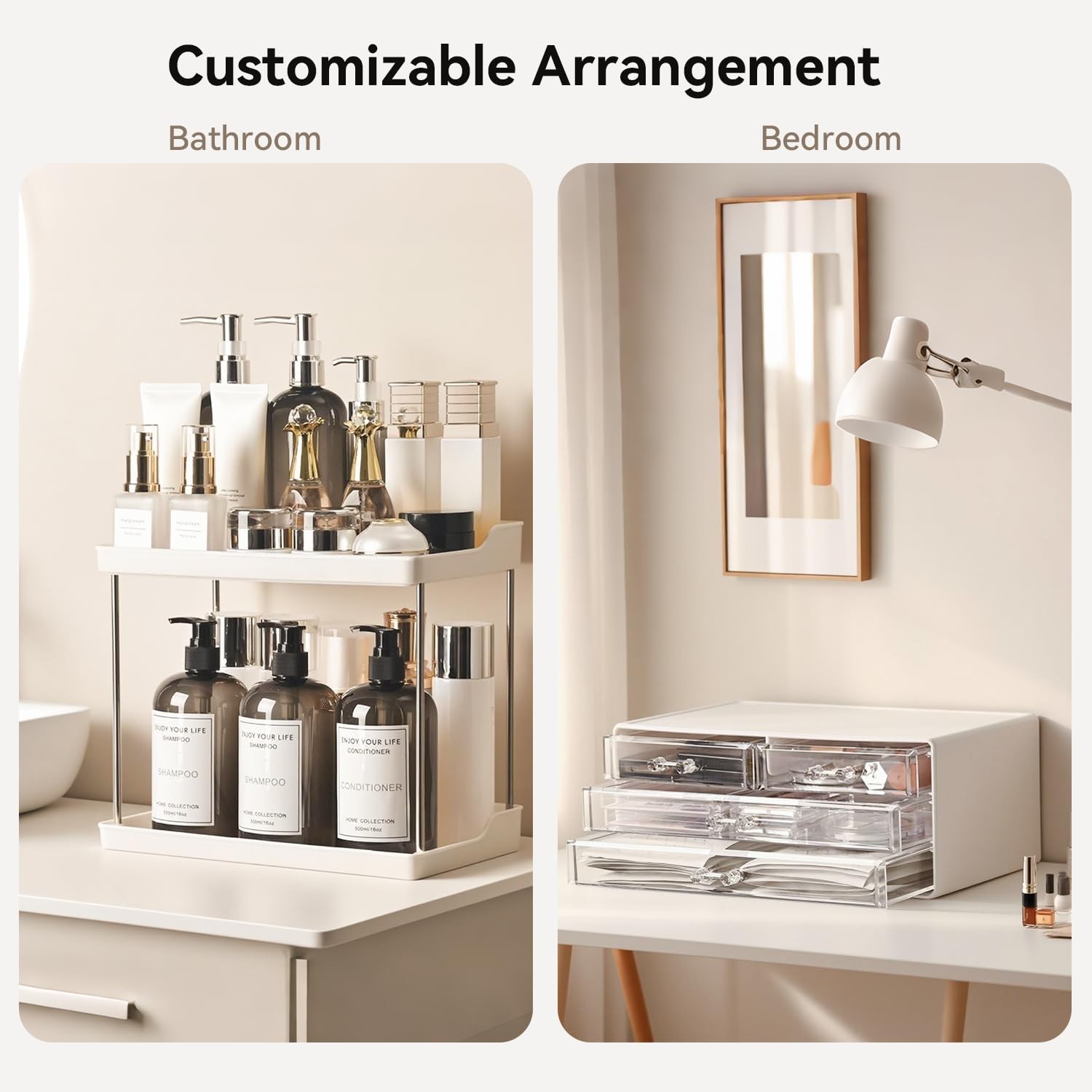 Bathroom Organizers and Storage, 5Tier 4Drawer Makeup Organizer Countertop, M…