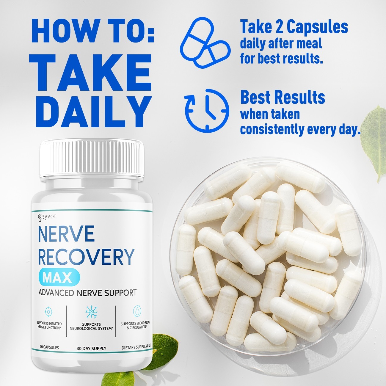 (3 Pack) Nerve Recovery Max Nootropic Formula All Natural Supplement 180 Capsule