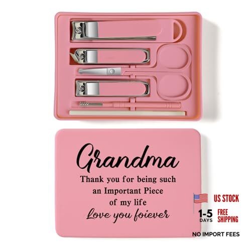 6-Piece Nail Clipper Set with Nail File, Tweezers and Ingrown Grandma Pink