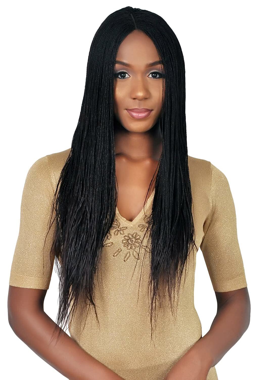 African Braided Wigs Black Micro Braid Wigs None Lace Wigs for Women Daily Wear