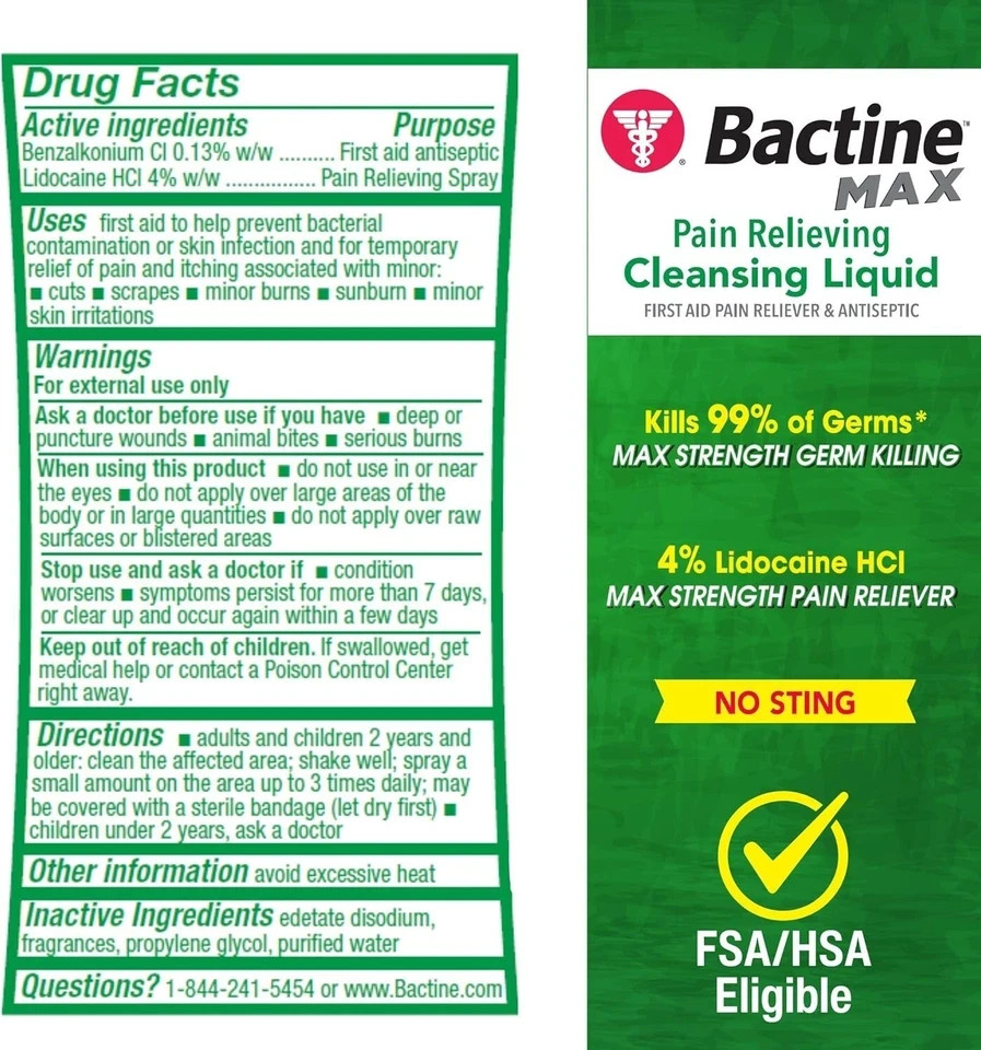 Bactine Max Pain Relieving Cleansing Spray 5 Oz By Bactine