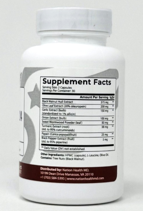 Nation Health MD Cleanse24 – Intestinal Cleanse 24 for Humans, 60 Capsules