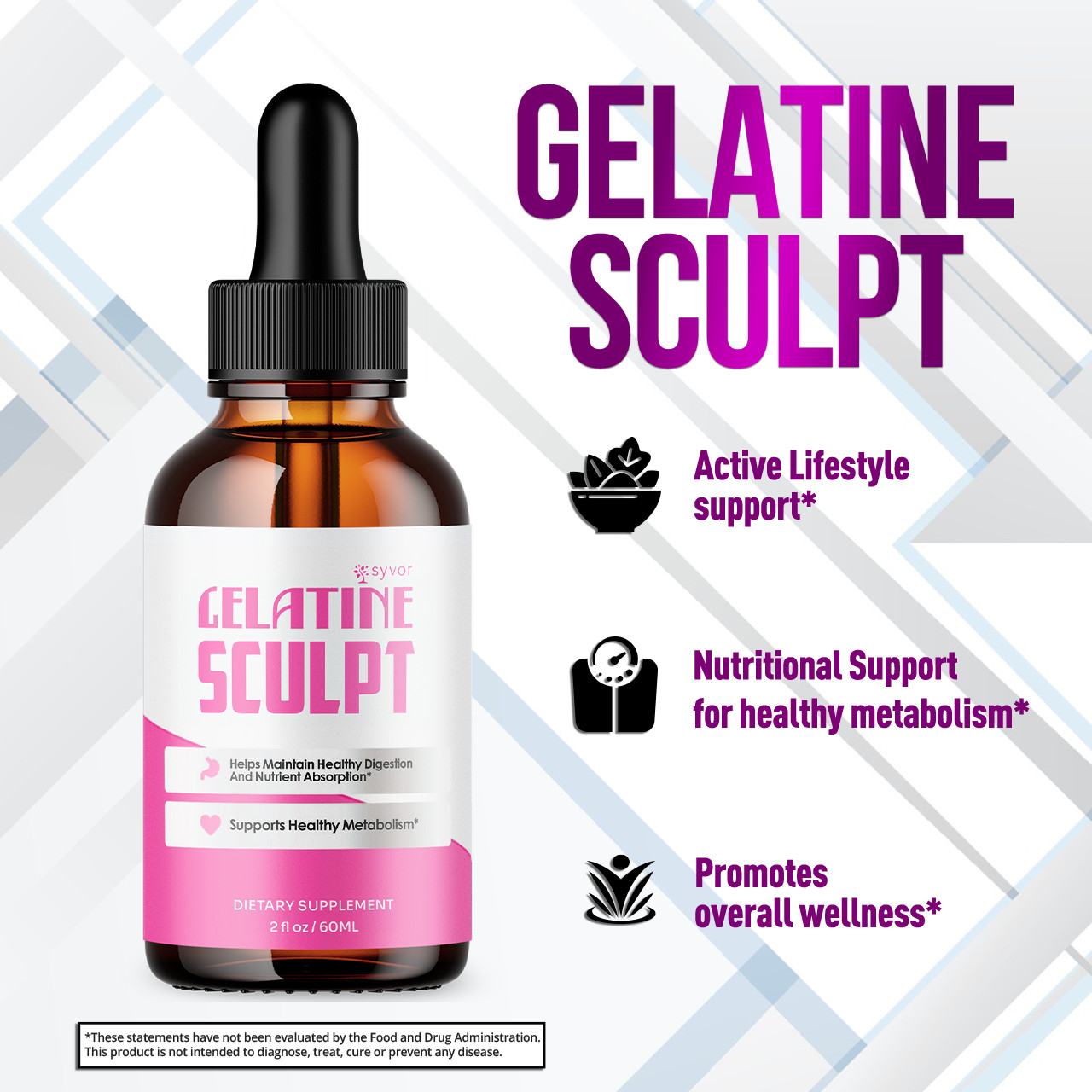 (2 Pack) Gelatine Sculpt Drops Advanced Health & Fitness Supplement 60 Servings
