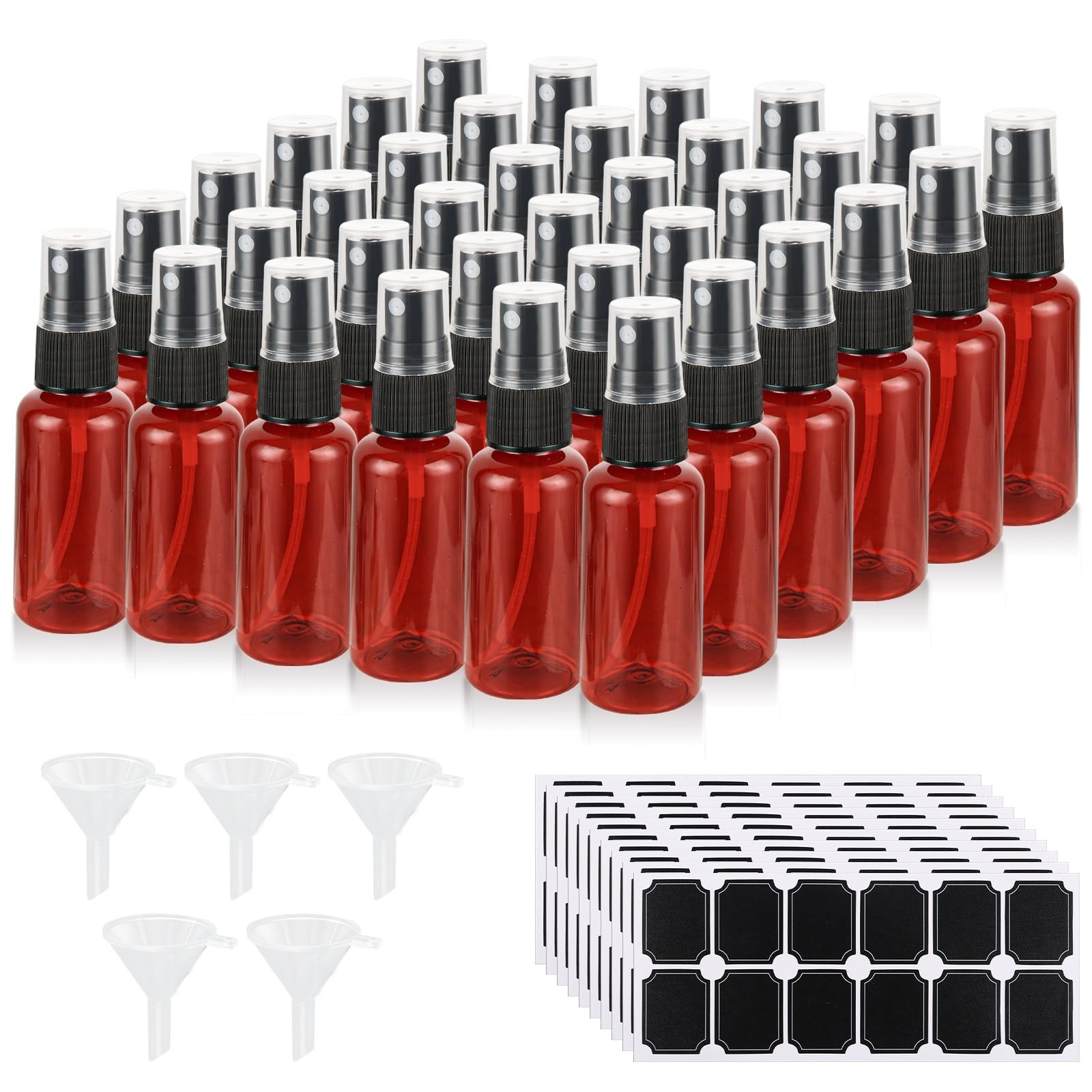 60 Pcs 1 oz Amber Spray Bottles – Fine Mist, Refillable, Anti-UV, Travel Size