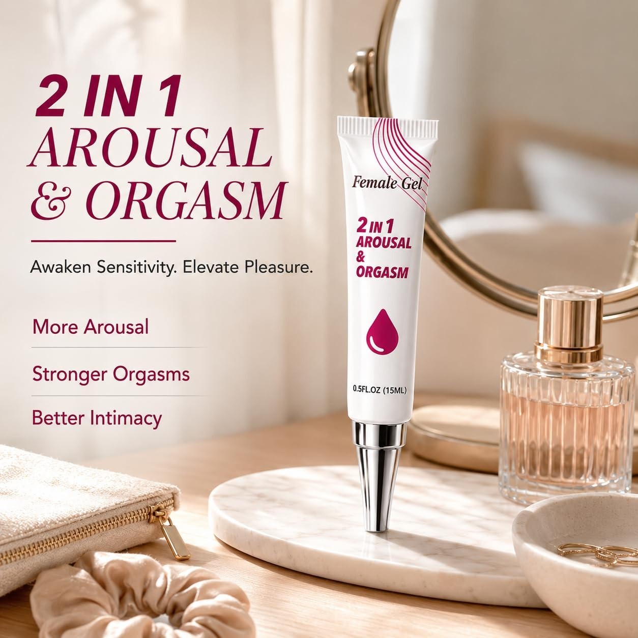 Intense Arousal Gel for Women – Fast Orgasmic Pleasure Booster, 15ml Travel Size