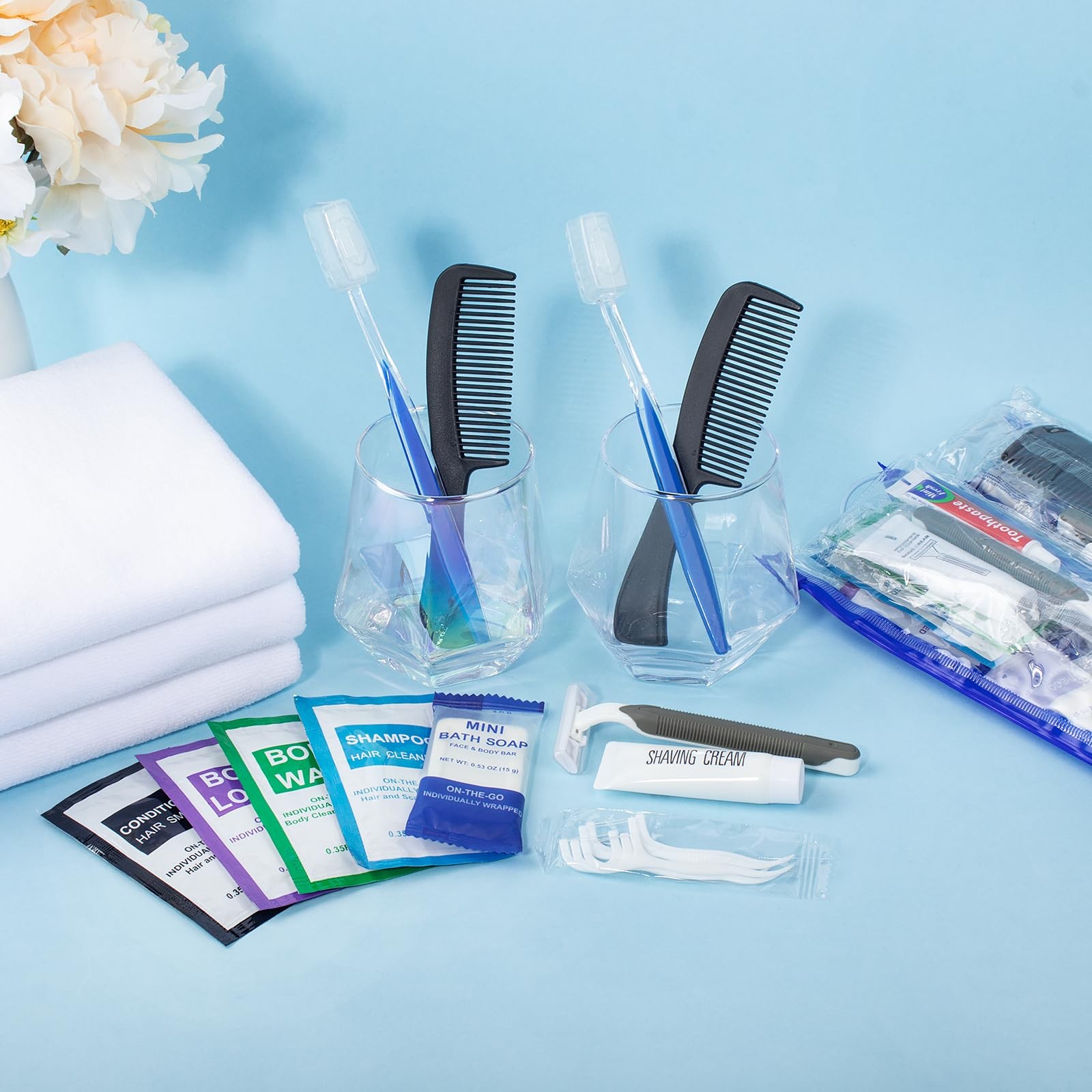 Personal Hygiene Kit Bulk Pack of 5,Individually Wrapped 13-IN-1 Blue Disposa…