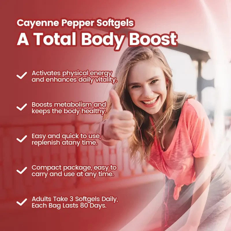 Cayenne Pepper Softgels Supplement, Supports Leg Vein, 240 Softge /1 Bag–