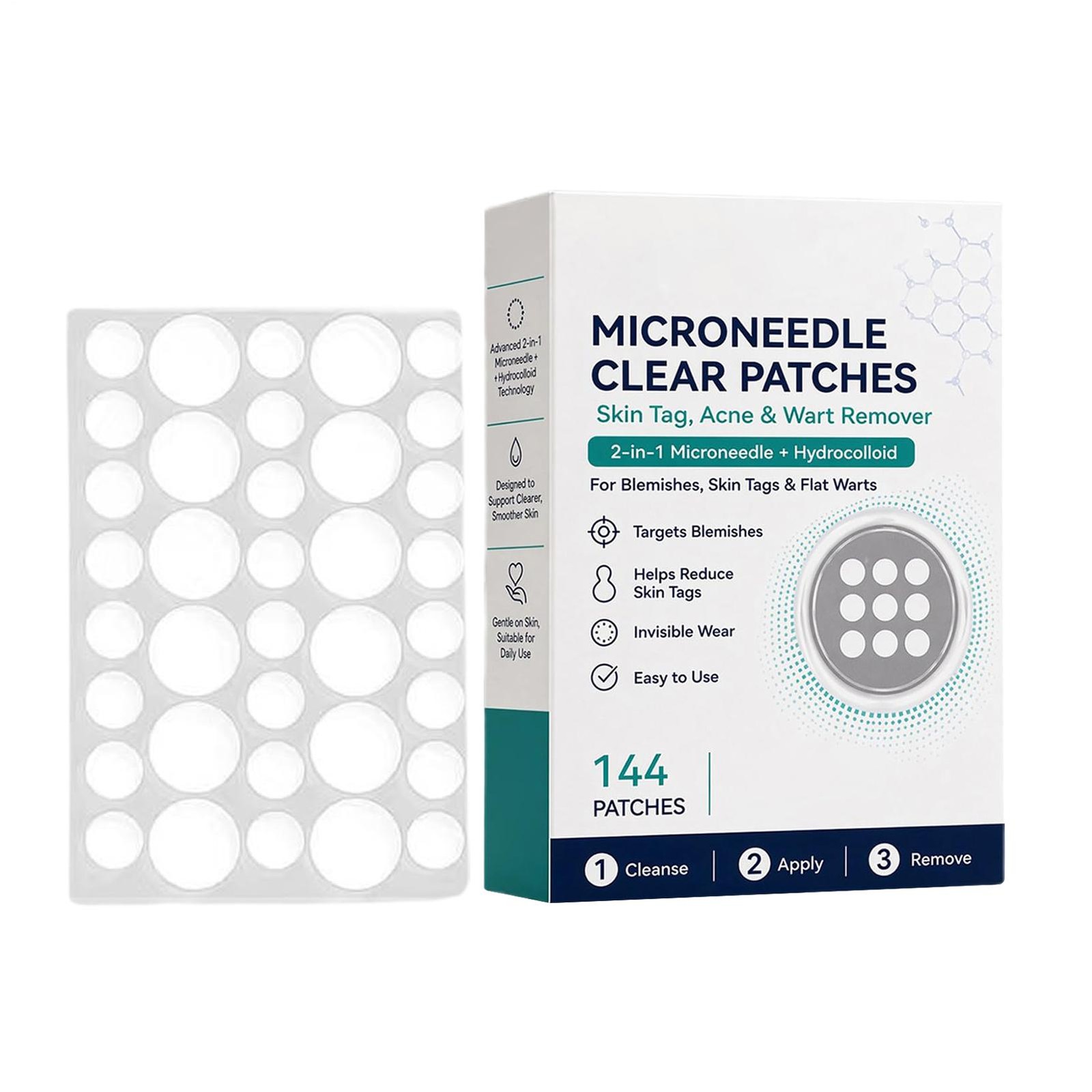 Curalona Microneedle Clear Patches, 2-in-1 Microneedle &Hydrocolloid Patch