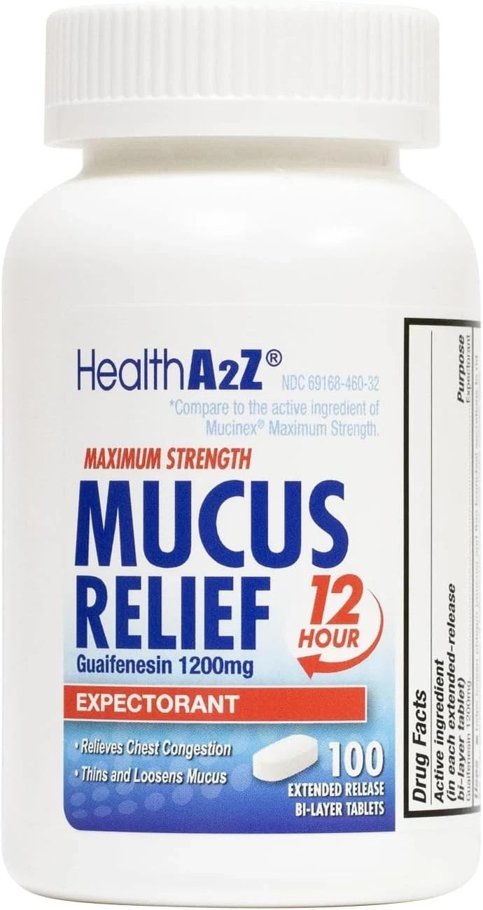 Mucus Relief | Guaifenesin 1200 Mg | NO Benzene |100 Tablets | Maximum Strength