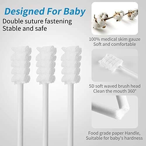 60 Pcs Disposable Baby Tongue Cleaner & Toothbrush for 0-36 Months