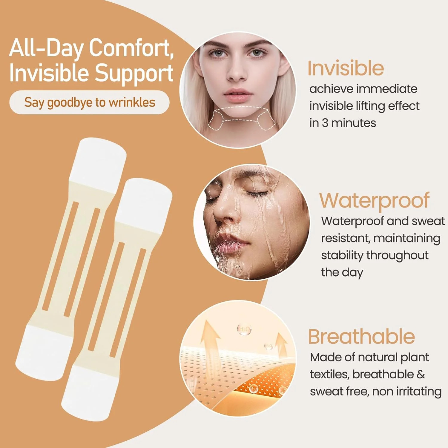 Neck Lift Tape, 40Pcs Neck Tape Lifting Invisible, Instant Neck & Face Tightenin