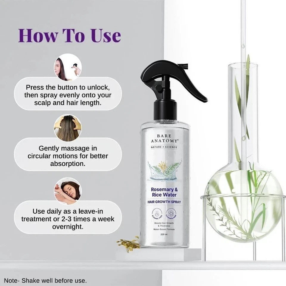 2 X Bare Anatomy Nature x Science Rosemary Water Spray for Hair Growth 200ml