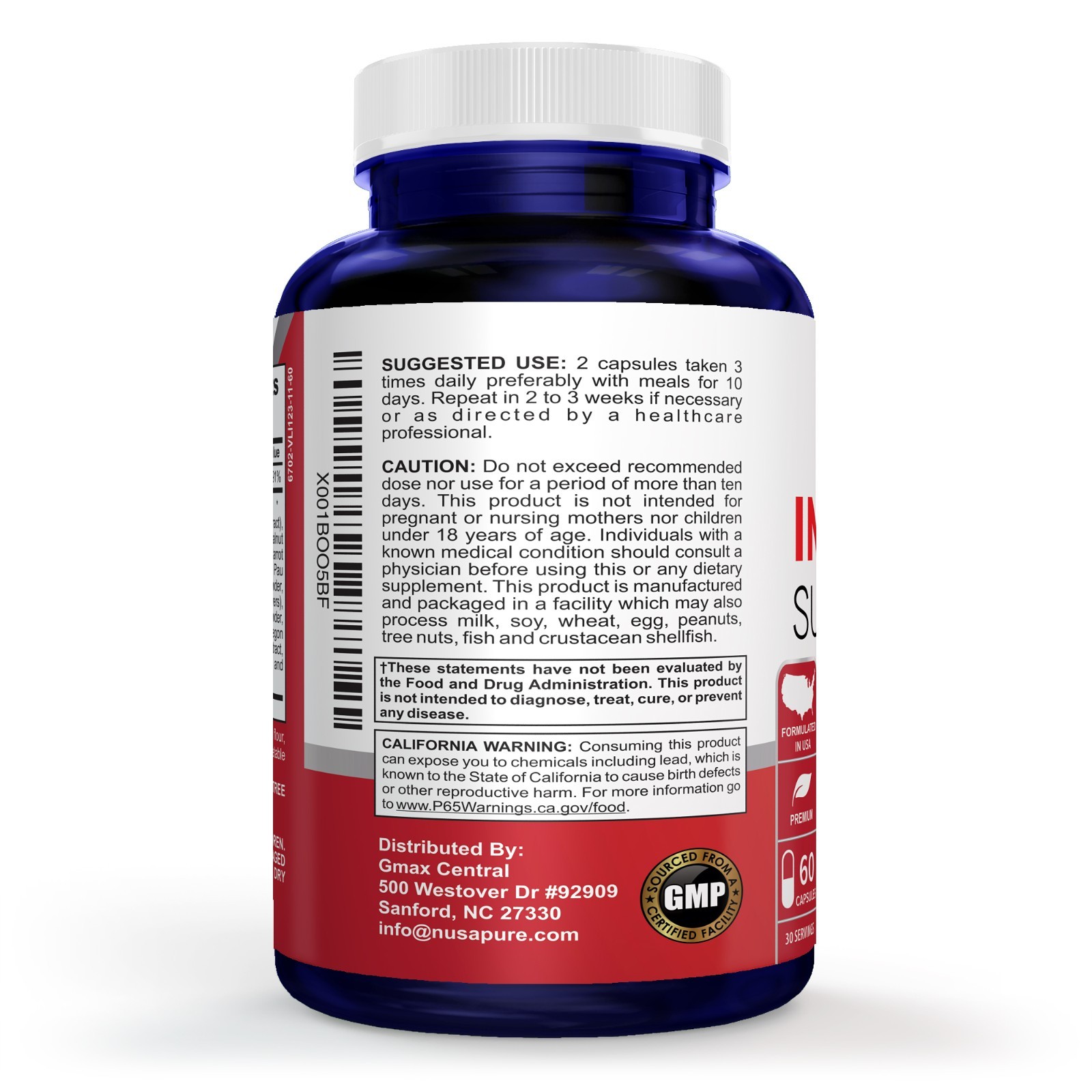 NusaPure Intestinal Support for Humans (Non-GMO) with Wormwood, Garlic