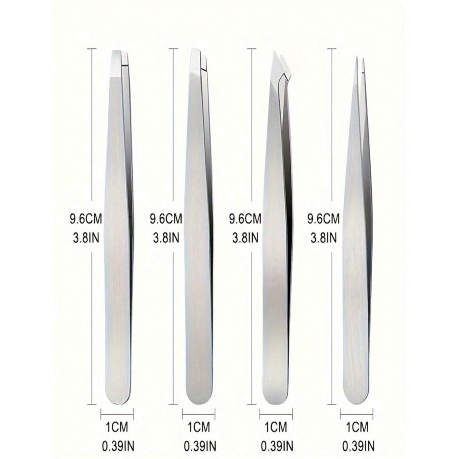 4x Professional Eyebrow Tweezers Set Plucker Puller Slanted Pointed Tip Manicure