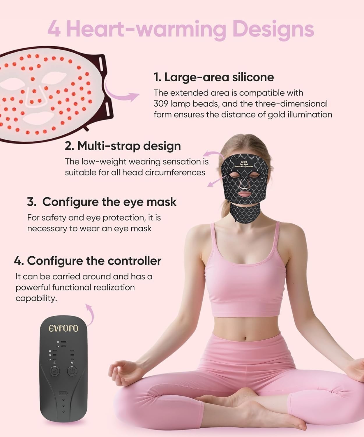 Red Light Therapy Mask LED Photon Face Neck Anti Aging Skincare Device NEW