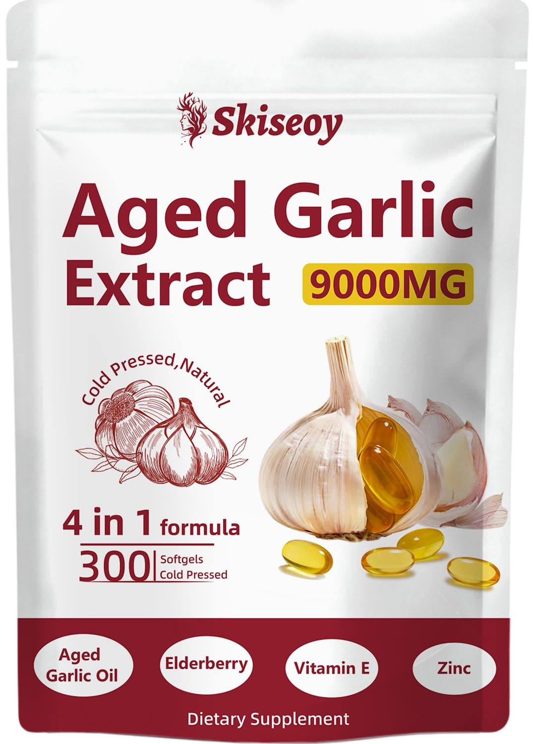 Aged Garlic Extract – 2 Years Odorless 4-in-1 Fermented Garlic Supplements wi…