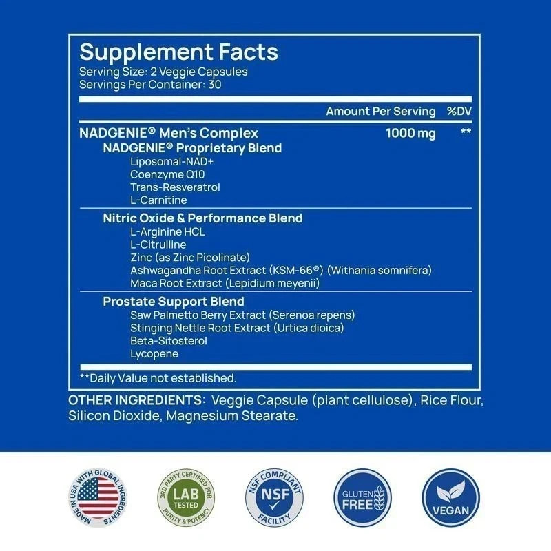 Selerb NAD+ Supplement for Men- Circulation & Prostate Support- 60 Capsules Edib