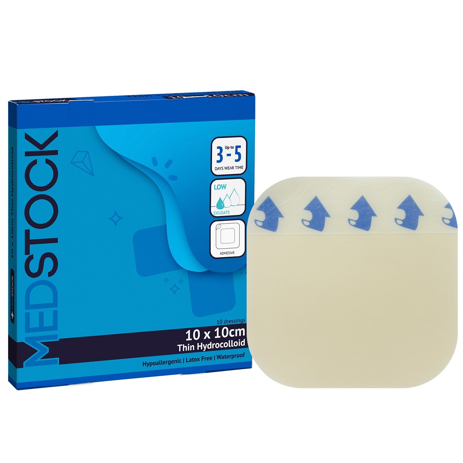 MEDSTOCK Thin Hydrocolloid Dressing – 4″ x 4″ (Box of 10)