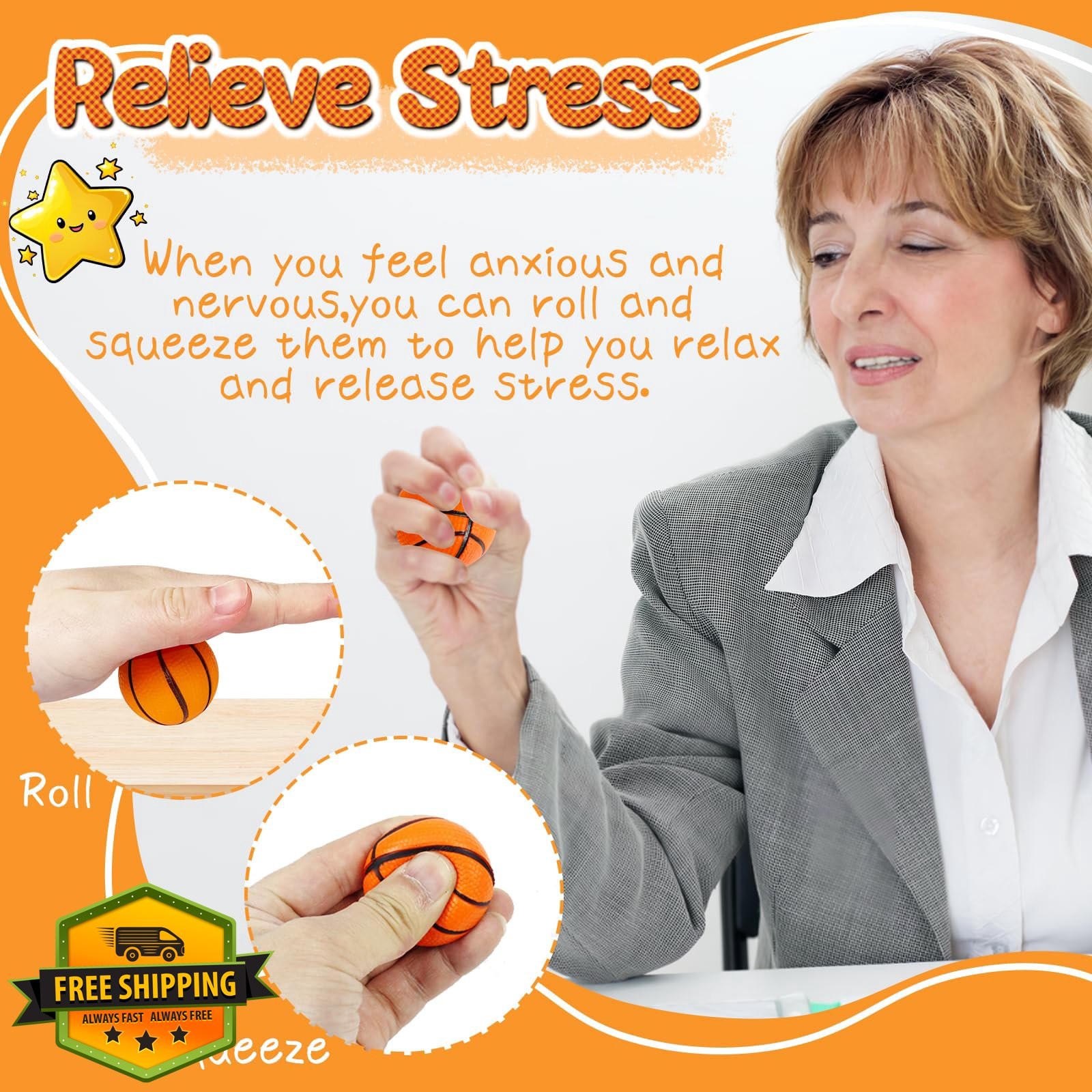 Xeehwb 32 PCS Basketball Stress Balls Foam Squeeze 1.6in