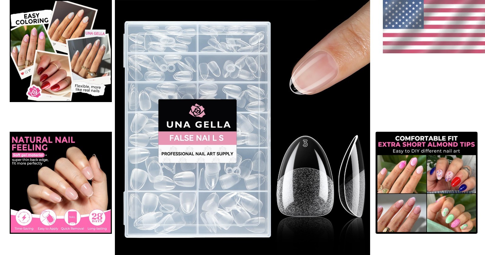 Acrylic Extra Short Almond Nail Tips – 216PCS Easy Soak Off with Matte Finish