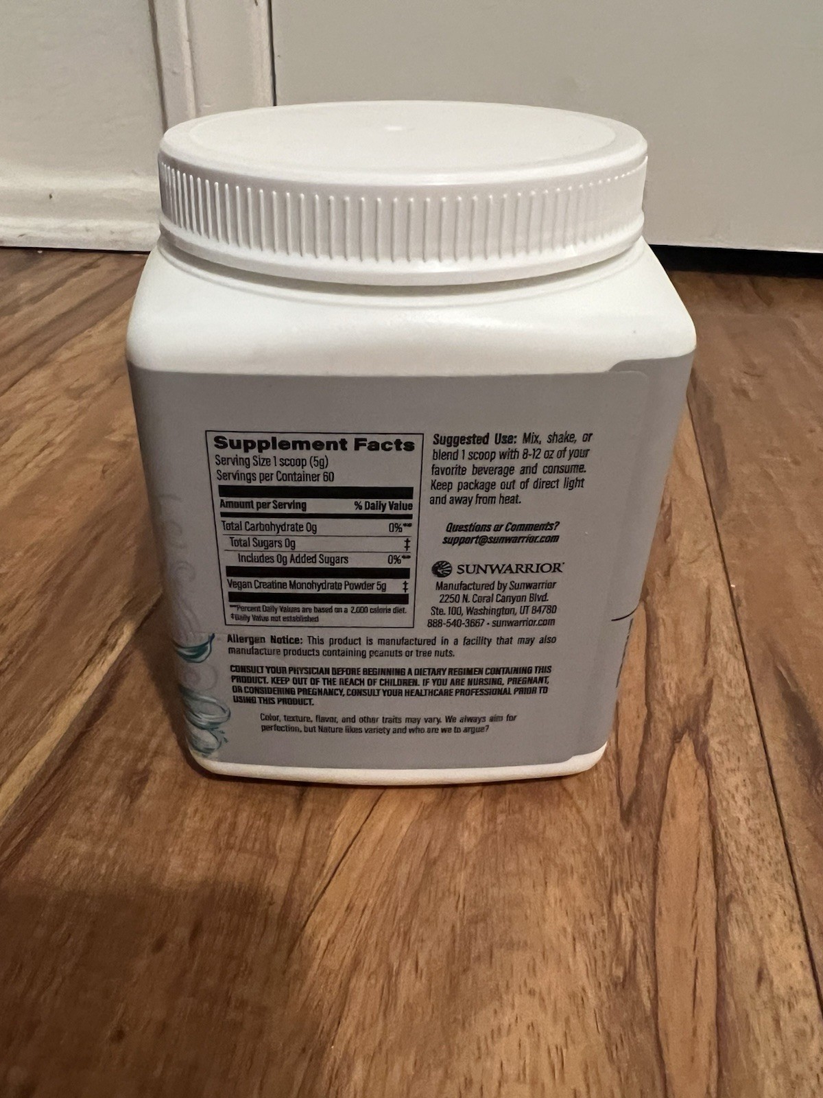 Sunwarrior Active Creatine Monohydrate Vegan Powder Unflavored 10.58oz / 300g