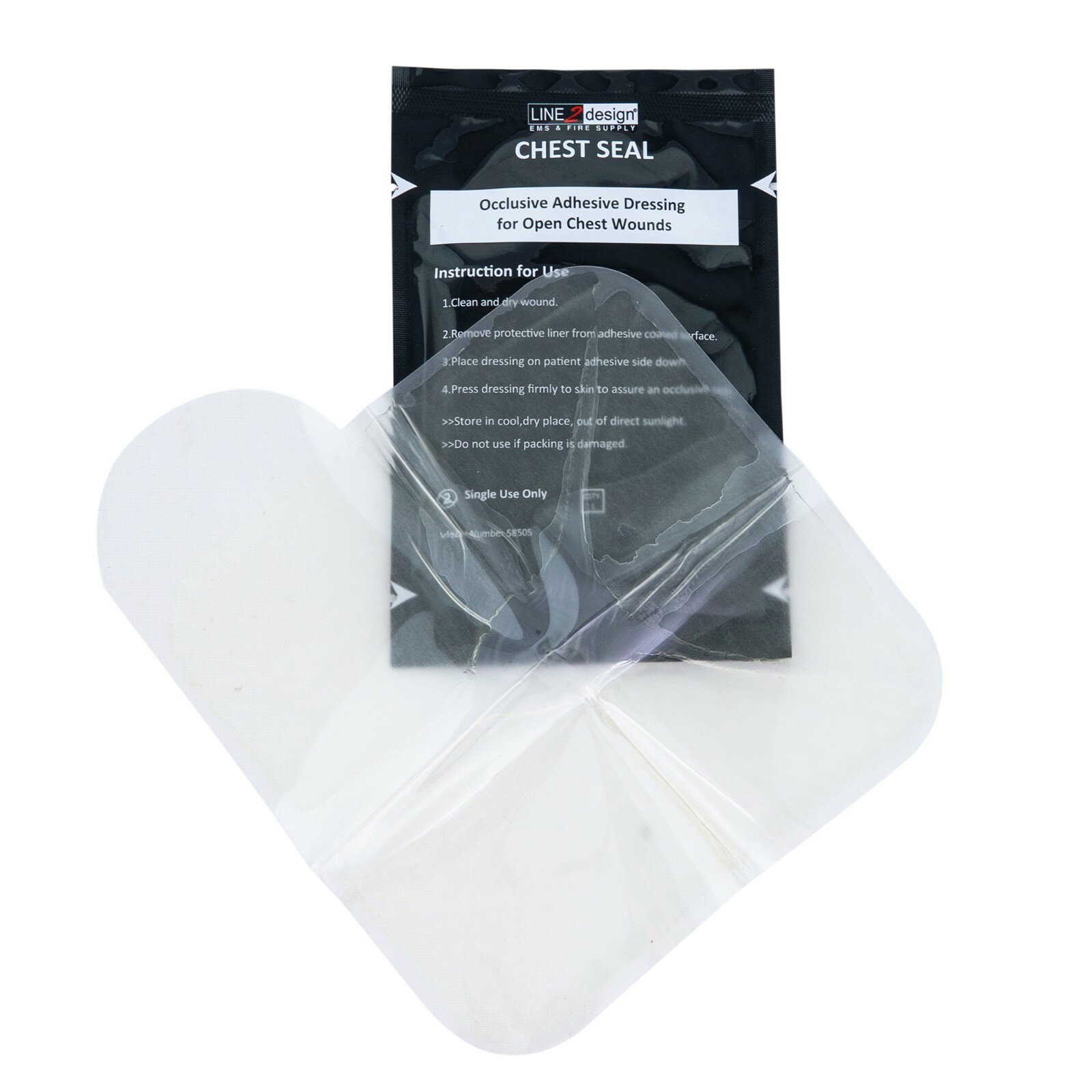 LINE2design Chest Seal Wound – Trauma First Aid Occlusive Dressing – 2 Pack