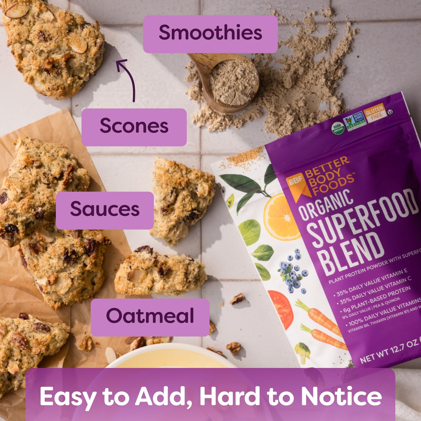 BetterBody Foods Organic Superfood Powder with 12.7 Ounce (Pack of 1)