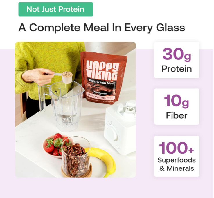 Happy Viking Plant-Based Protein Shake, Strawberry, 15 Meals, 30g Protein
