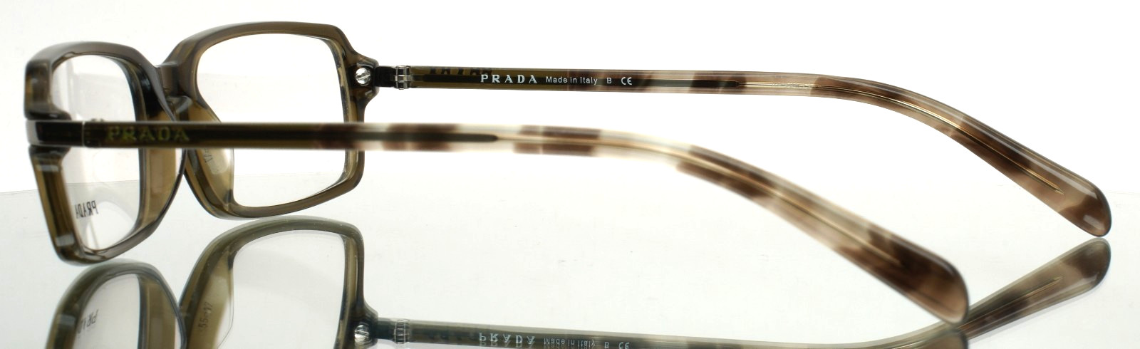 PRADA VPR04N-A 0AQ-1O1 Olive Mens Rectangle Full Rim Eyeglasses 55-17-140 B:32