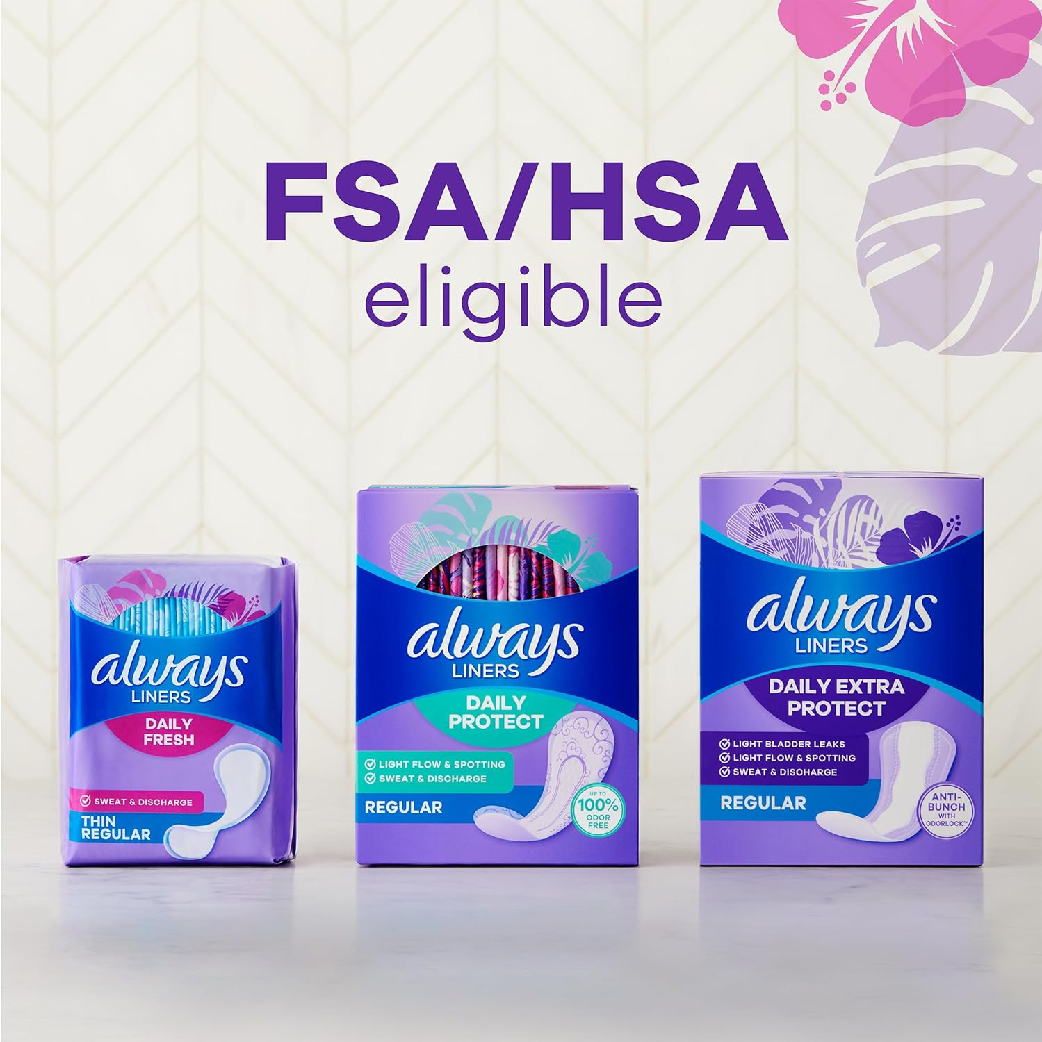 Always Daily Fresh Thin Liners, Regular Absorbency, Unscented Panty Liners, 162