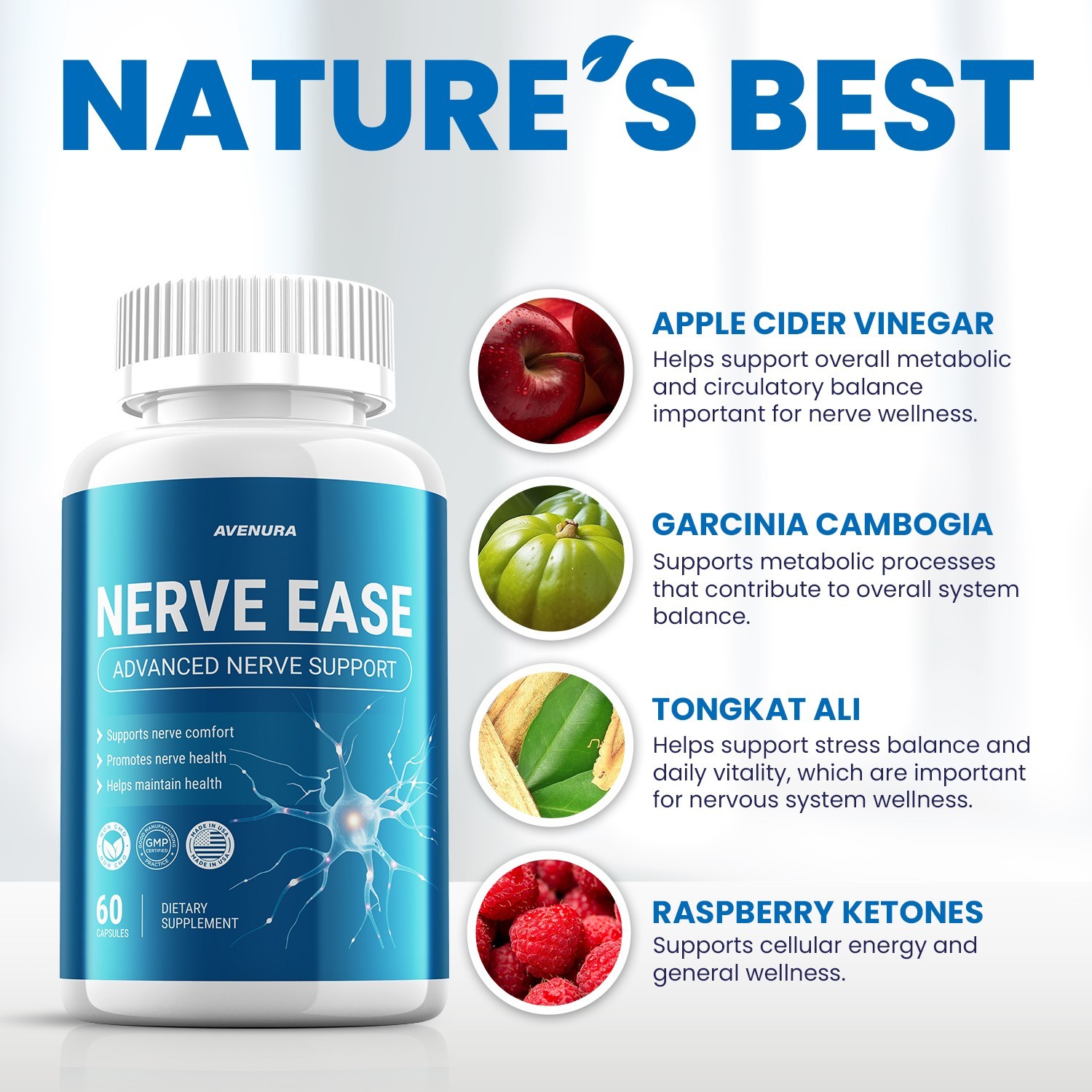(1 Pack) Nerve Ease Capsules – NerveEase Pills Natural Ingredients Nootropic