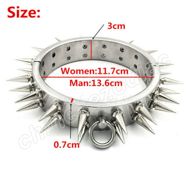 3cm 4cm 6cm High Stainless Steel Neck Collar With Thorn Double Row Spike Choker